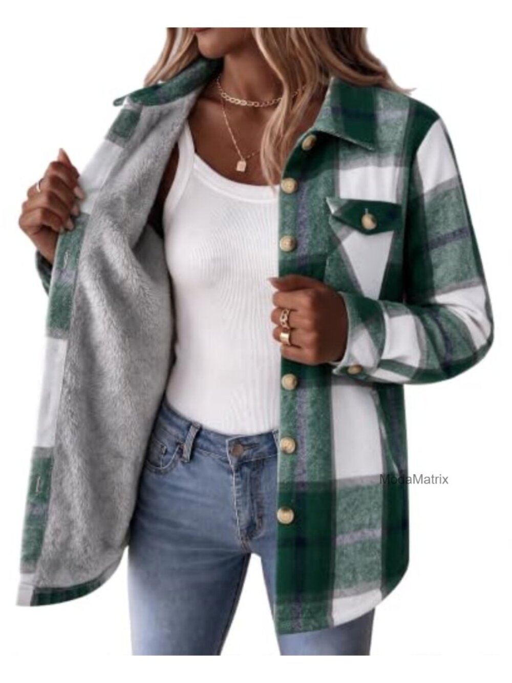 Sherpa Fleece Lined Plaid Flannel Jacket Button Down Winter Coat